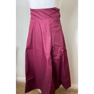 NWOT Vrtige Women's Pleated Peasant Faux Wrap Full Length Skirt Maroon Small